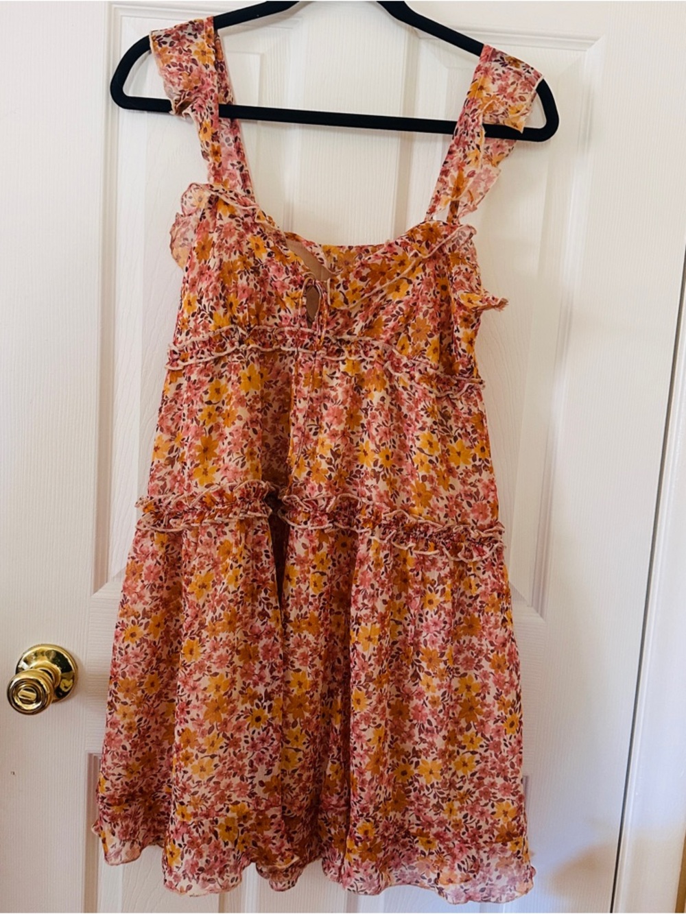 NWT Patrons Of Peace Women’s Floral Ruffle Mini Dress Boho Cottagecore Small - Picture 2 of 8